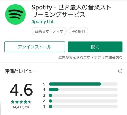 Spotifyのアプリ評価Android