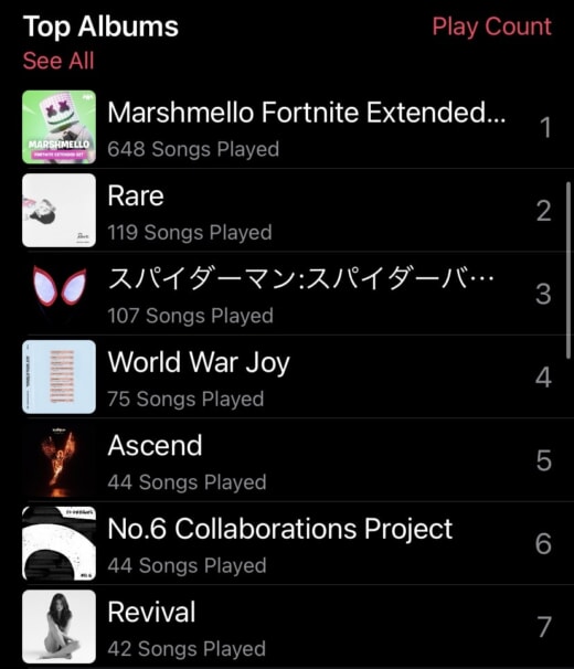 Apple Musicで再生回数を確認『PC、iPhone、Android』リプレイプレイリストもあり